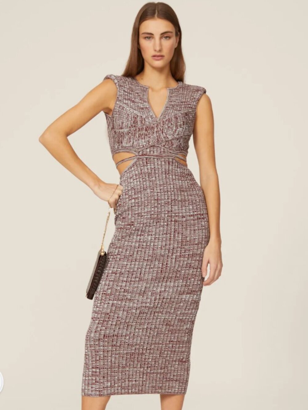Self-Portrait NWT Space Dyed Knit Cutout Midi Dress Size M